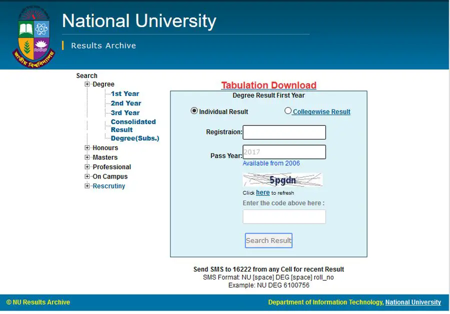 Degree 1st Year Exam Result